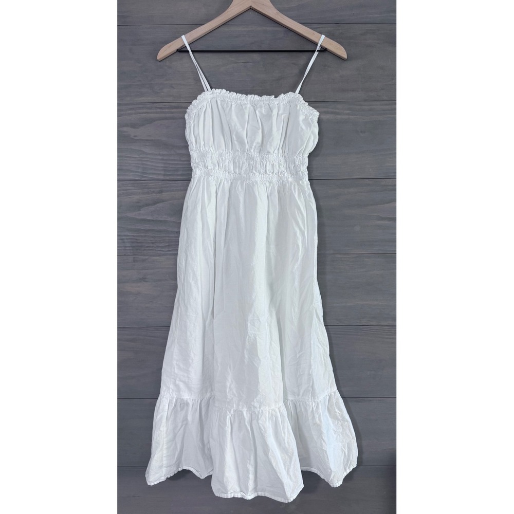 Dizzy Lizzy White Cotton Midi Dress Tiered Cottagecore‎ Size Medium
